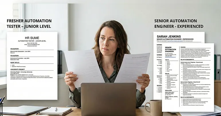 Automation Testing Resume Examples for Freshers and Experienced